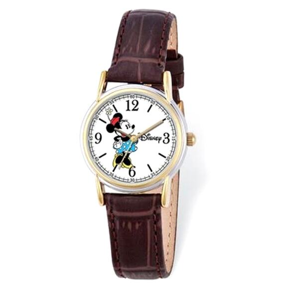 Disney Brown Leather Strap Minnie Mouse Watch - Picture 1 of 6